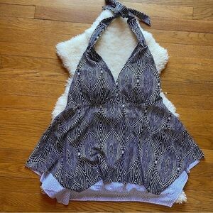 Kona Sol Tribal Print Tankini Halter Top NWOT